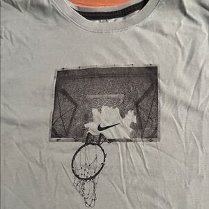 Nike Gray Graphic Tee with Basketball Design
